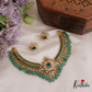 Gorgeous Floral Leaf Motifs Jadau Choker With Green Bead Drops NC2689 (Available In 2 Colors)