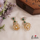 Sparkling Lotus Motifs AD Victorian Jhumkas WIth Pearl Drops  E1117