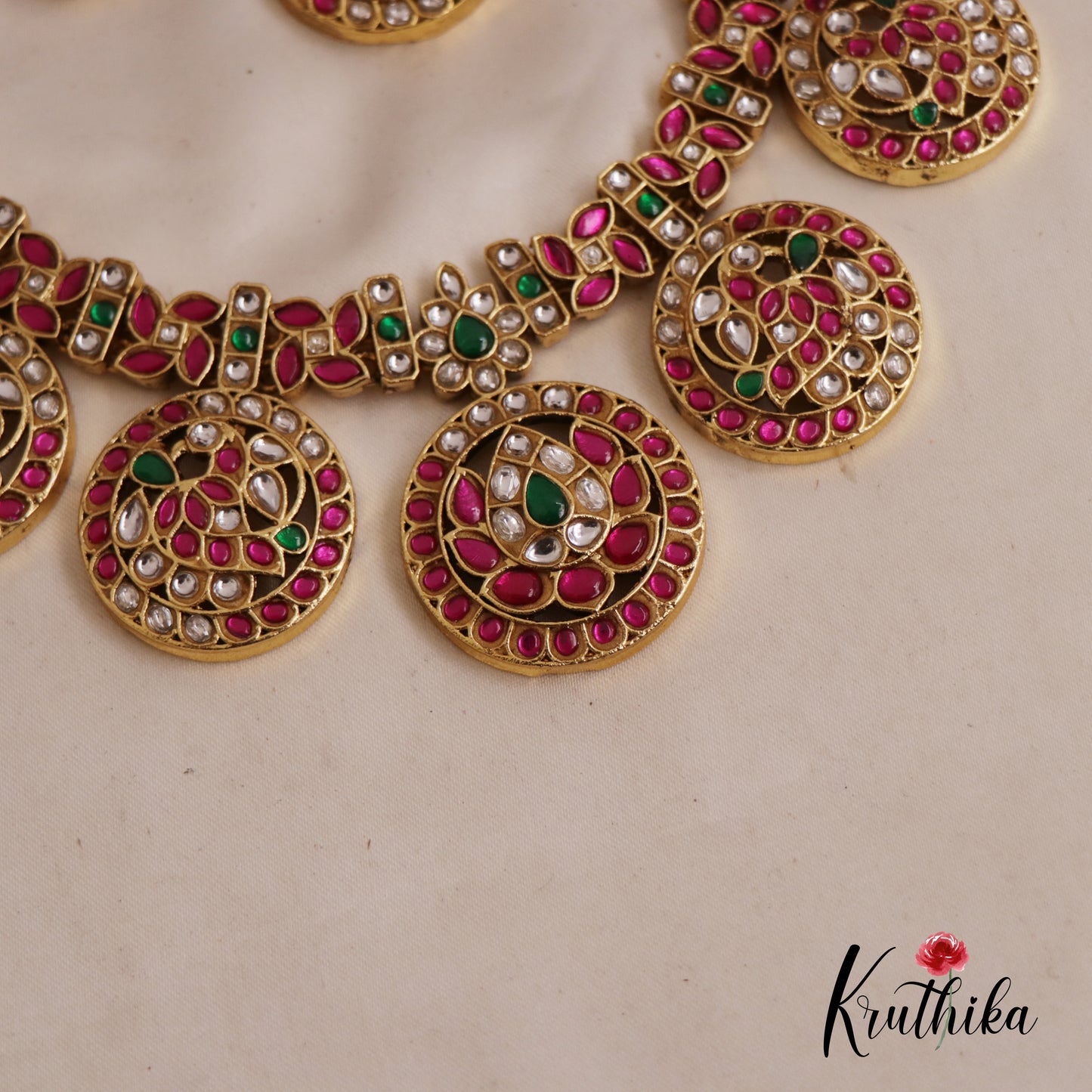 Elegant Bottu Peacock Floral Motifs Jadau Haaram NC2657