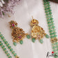 Beautiful Antique Lakshmi Motifs Double Layered Green Beads Haaram LH2157