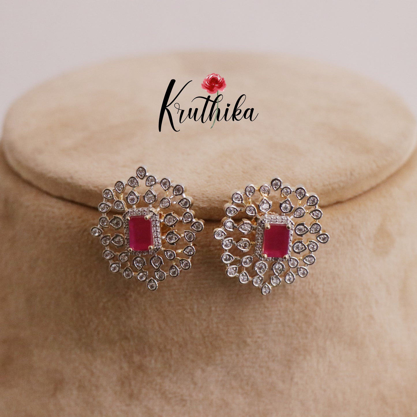 Beautiful CZ Sparkling Ear Studs E618 (Available in 2 Colors)