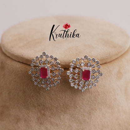 Beautiful CZ Sparkling Ear Studs E618 (Available in 2 Colors)