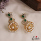 Sparkling Lotus Motifs AD Victorian Jhumkas WIth Pearl Drops  E1117
