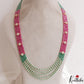 Sparkling Multi Layered crystal & Pearl statement Haaram with floral accents LH2081 (Available In 16 Colors)