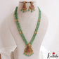 Pretty Antique Floral Motifs Double Layered Green Beads Jadau Haaram LH2158