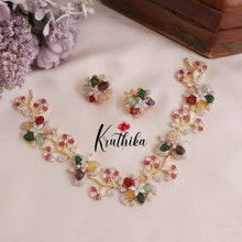 Beautiful CZ Mutli Stone Flower Desing Necklace Set NC2007