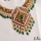 Premium Antique Peacock Motifs Jadau Necklace With Green Bead Drops NC3248