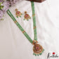 Pretty Antique Floral Motifs Double Layered Green Beads Jadau Haaram LH2158