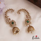 Gorgeous Peacock Teardrop Motifs AD Ear Cuff With Pearl Drops E977 (Available In 5 Colors)
