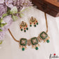 Premium Square Motifs Kemp Choker With Bead Drops NC3201 (Available In 2 Colors)