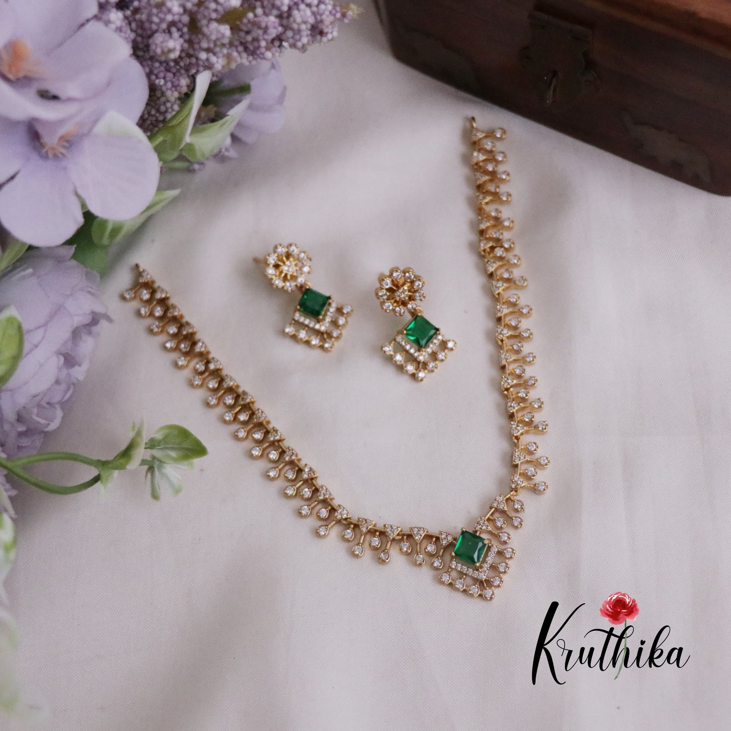 Trendy CZ Sparking Victorian Necklace Sets NC2171 (Available in 3 Colours)