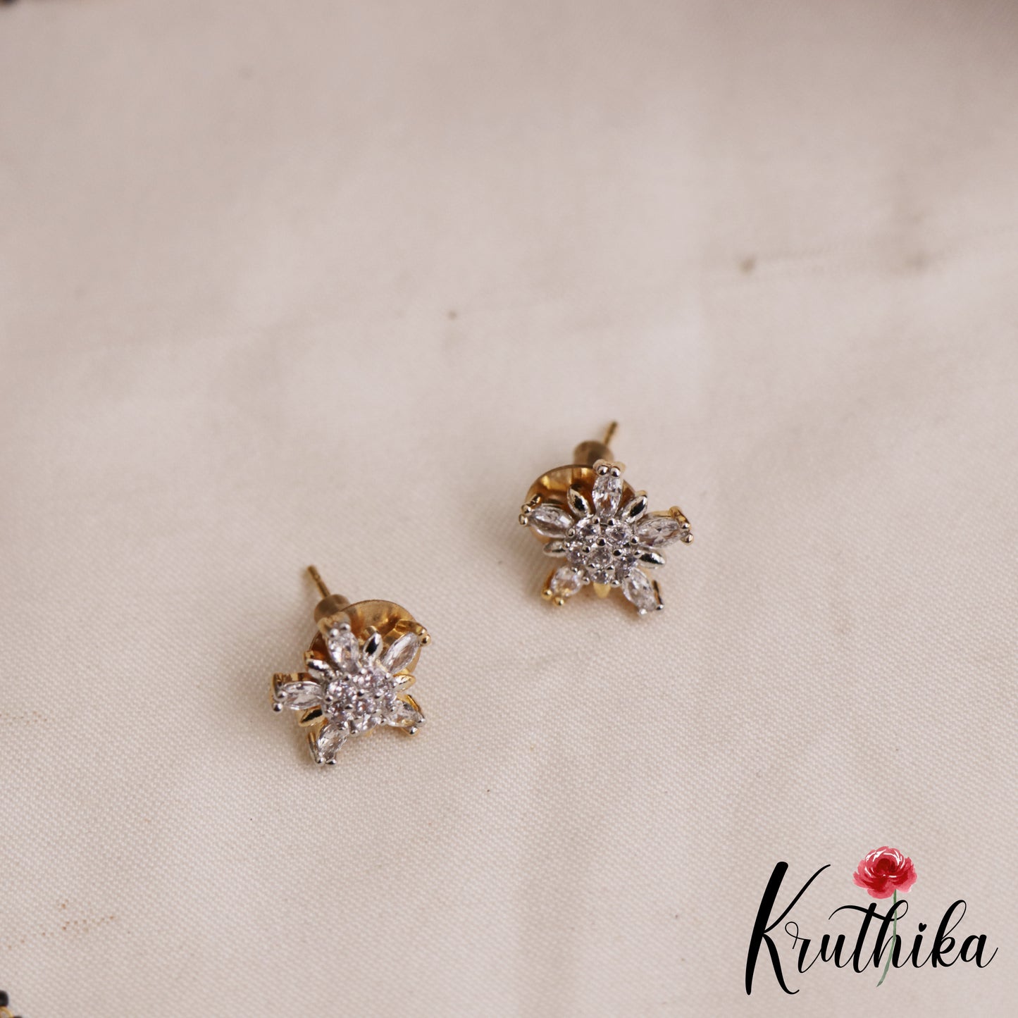 Simple Floral AD Mangalsutra With Earrings Set NC2910