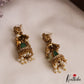 Classic Antique Lakshmi Motifs Jhumkas With Pearl Drops E1116 (Available In 2 Colors)