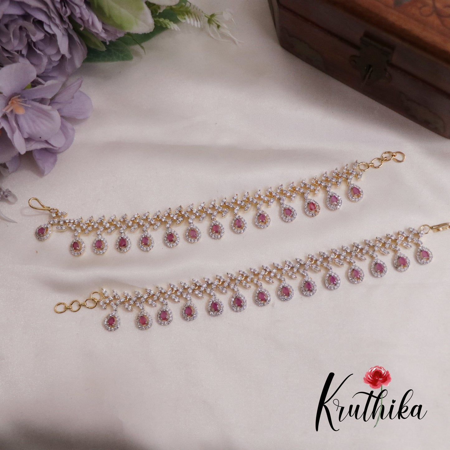 Trendy CZ Sparkling Shine Strings Emerald Drops Earchains EC100 (Available in 2 colours)