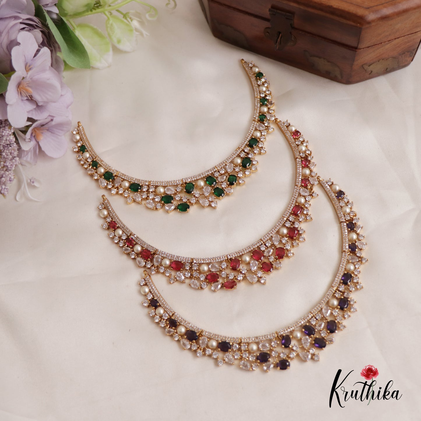 Elegant AD Victorian Moissanite Choker NC2662 (Available In 6 Colors)