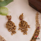 Elegant Antique Lord Krishna Motifs Kemp Necklace With Golden Bead Drops NC2761