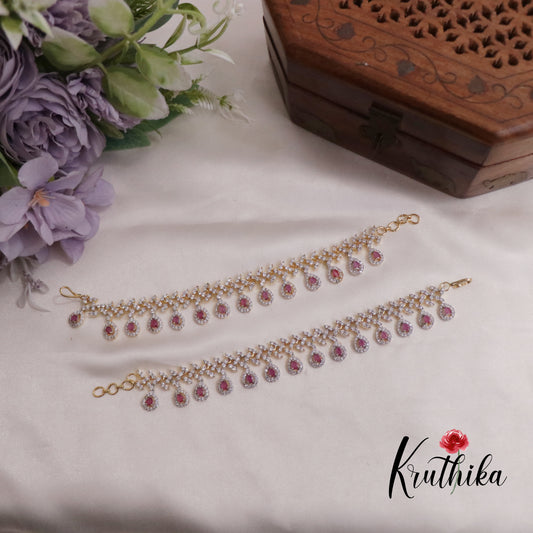 Trendy CZ Sparkling Shine Strings Emerald Drops Earchains EC100 (Available in 2 colours)