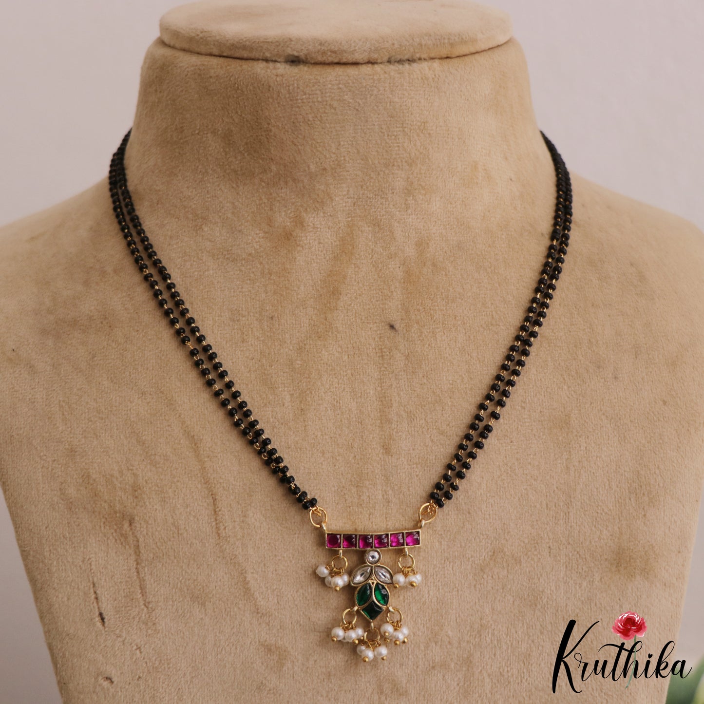 Classic Leaf Motifs Jadau Mangalsutra NC2636 (Available in 3 Colours)