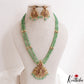 Trendy Antique Lakshmi Motifs Double Layered Green Beads Jadau Haaram LH2159