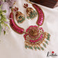 Royal Antique Nagas Lakshmi Motifs Jadau Necklace With Green Bead Drops NC3237