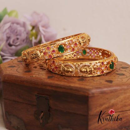 Gorgeous Antique Lakshmi Motifs Bangles B418 (Set Of 2)
