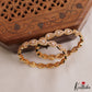 Trendy Leaf Motifs Diamond-Finish Gold-Tone AD Bangles B531 (Set of 2)
