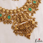Premium Antique Nagas Lakshmi Peacock Motifs Temple Necklace With Golden Bead Drops NC3223