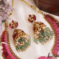 Royal Antique Nagas Lakshmi Motifs Jadau Necklace With Green Bead Drops NC3237