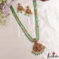 Trendy Antique Lakshmi Motifs Double Layered Green Beads Jadau Haaram LH2159