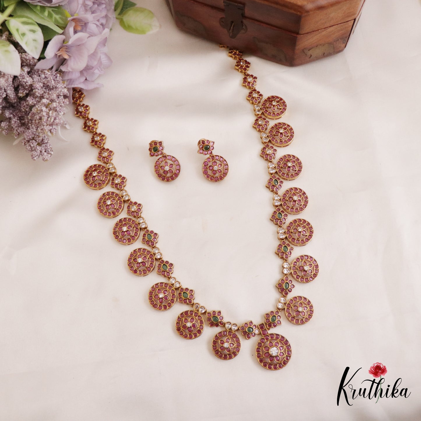 Premium Kemp Bottu Floral Motifs Haaram LH2037