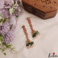 Premium Floral Leaf Motifs Jadau Jhumkas With Green Bead Drops E1146