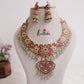 Grand Peacock Jadau Necklace with Pastel Green Drops NC2180
