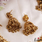 Premium Antique Nagas Lakshmi Peacock Motifs Temple Necklace With Golden Bead Drops NC3223