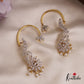 Sparkling AD Leaf Motifs Ear Cuff With Pearl Drops E975