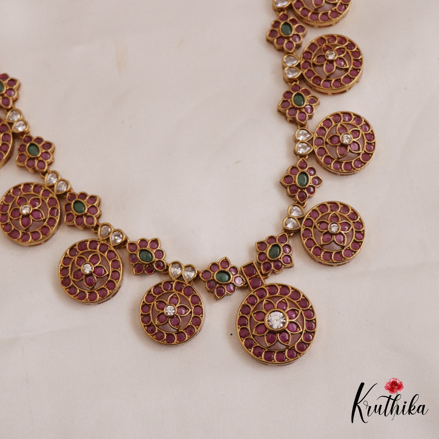 Premium Kemp Bottu Floral Motifs Haaram LH2037