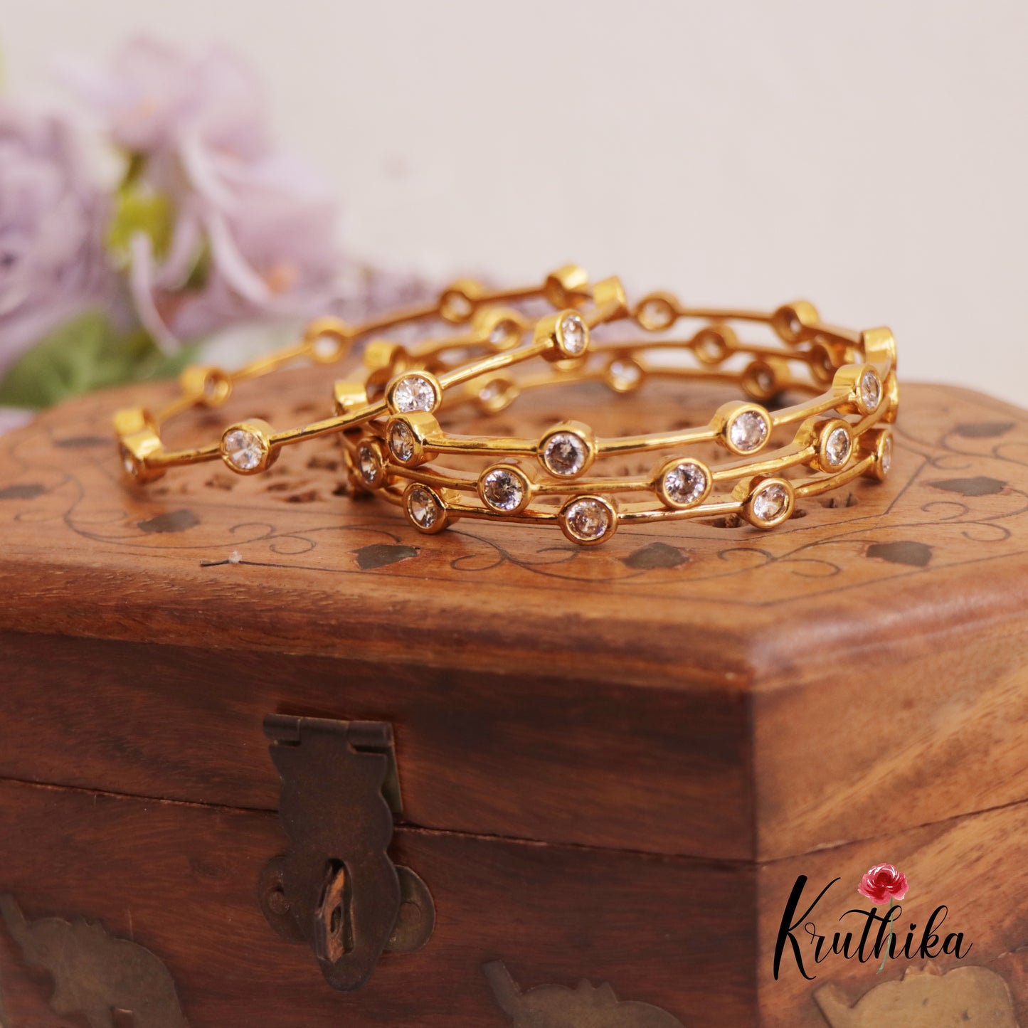 Elegant AD Geometric Bangles B415 (Set Of 4 Bangles)