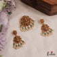 Classic Antique Lakshmi Peacock Motifs Jadau Pendant Set With Green Bead Drops PS298