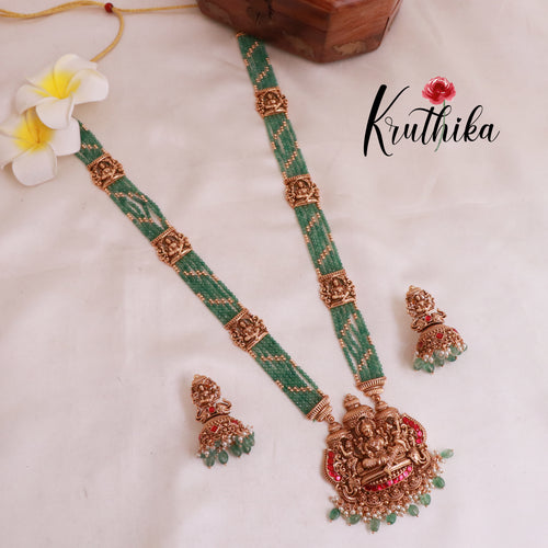 Premium green beads Temple Jadau Haaram LH1810