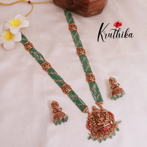 Premium green beads Temple Jadau Haaram LH1810