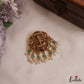 Classic Antique Lakshmi Peacock Motifs Jadau Pendant Set With Green Bead Drops PS298