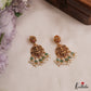 Classic Antique Lakshmi Peacock Motifs Jadau Pendant Set With Green Bead Drops PS298