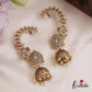 Gorgeous Peacock Teardrop Motifs AD Ear Cuff With Pearl Drops E977 (Available In 5 Colors)