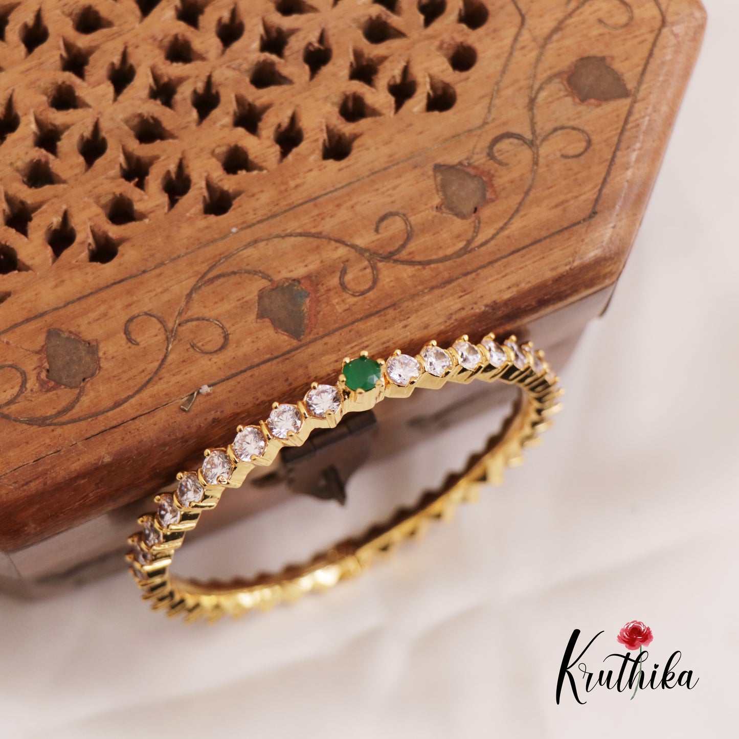 Simple Trendy CZ Single Kada Openable B419 (Available In 3 Colors)
