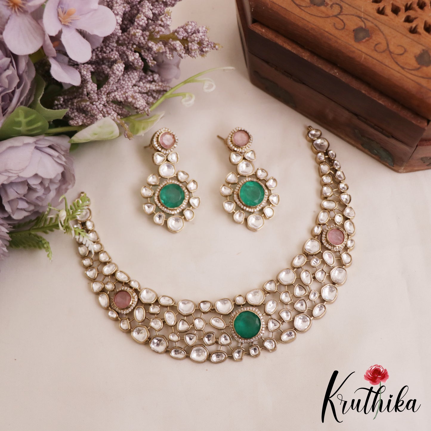 Gorgeous Geometric Motifs Mossanaite Choker NC2837 (Available In 2 colors)