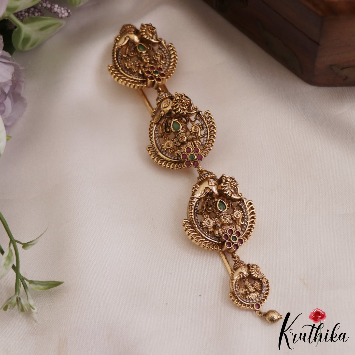 Gorgeous Kemp Antique Lord Balaji Motifs Jada Billa J309