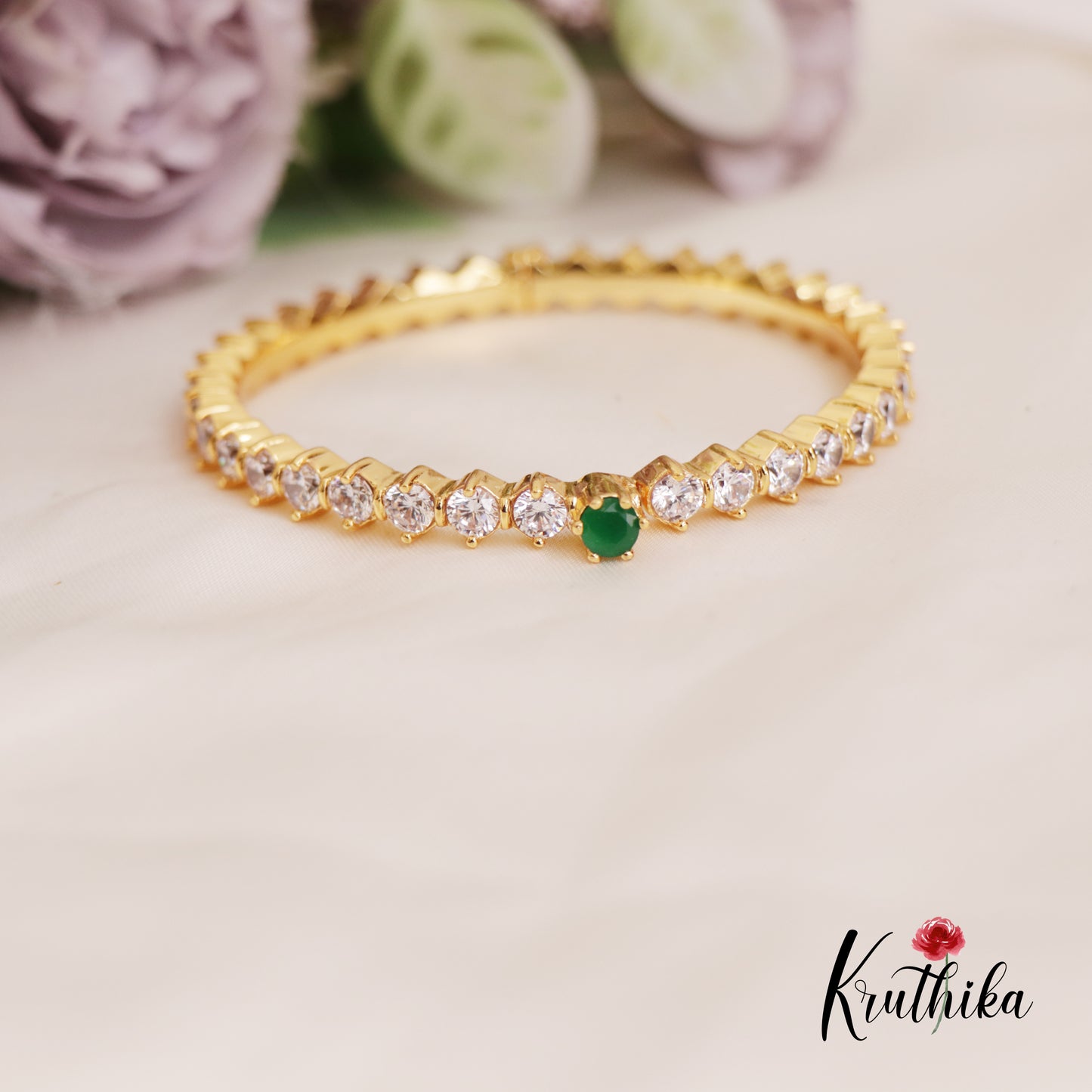 Simple Trendy CZ Single Kada Openable B419 (Available In 3 Colors)
