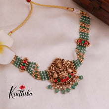 Gorgeous green beads Jadau Temple choker NC2018