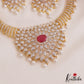 Sparkling Mango Motifs Diamond-Finish Gold-Tone AD Choker With Pearl Drops NC2760
