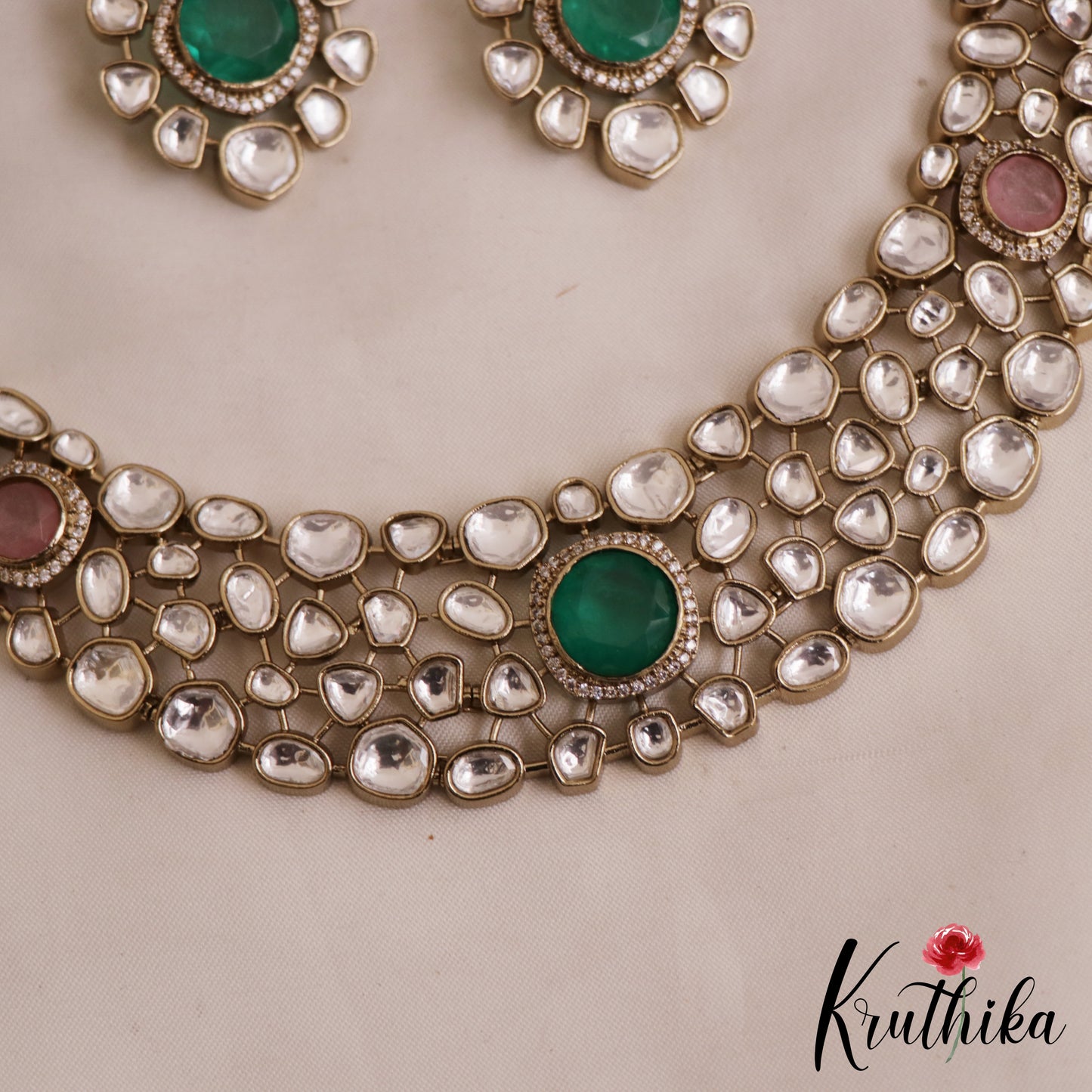 Gorgeous Geometric Motifs Mossanaite Choker NC2837 (Available In 2 colors)