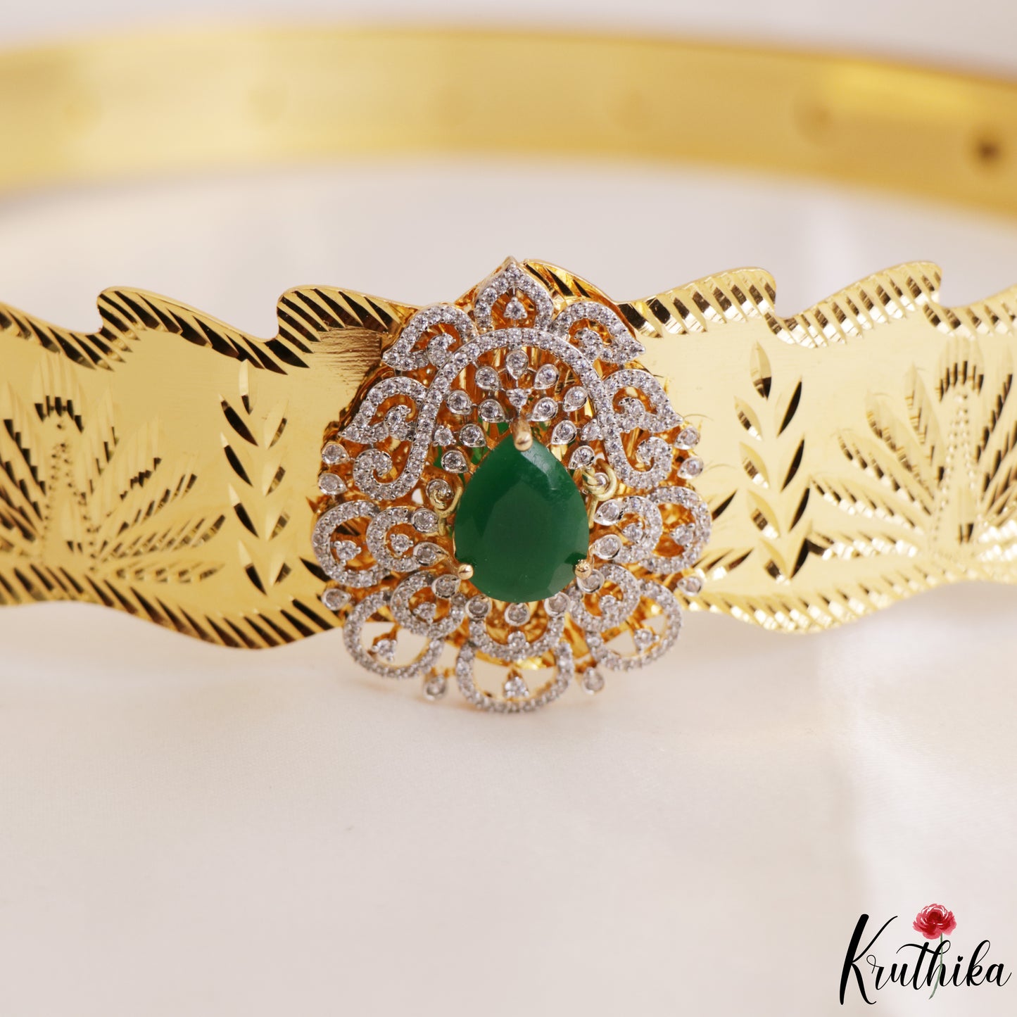 Classic Teardrop Motifs CZ Victorian Hip Belt V398 (Available In 2 Colors)